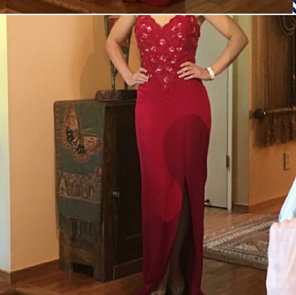 Alyce designs cranberry formal gown
